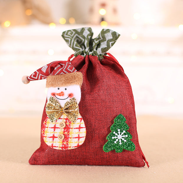 Large Christmas Stocking Candy Bags santa sacks Linen Christmas Gift Bag Drawstring Pocket Santa Claus Tote Bag - Modiniva LLC