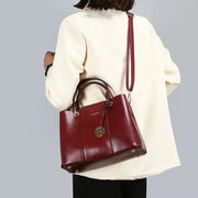 Maroon Faux Crocodile Handbag Set (2-Pieces)