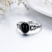 925 Sterling Silver Black Onyx Ring for Women