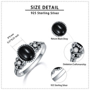 925 Sterling Silver Black Onyx Ring for Women