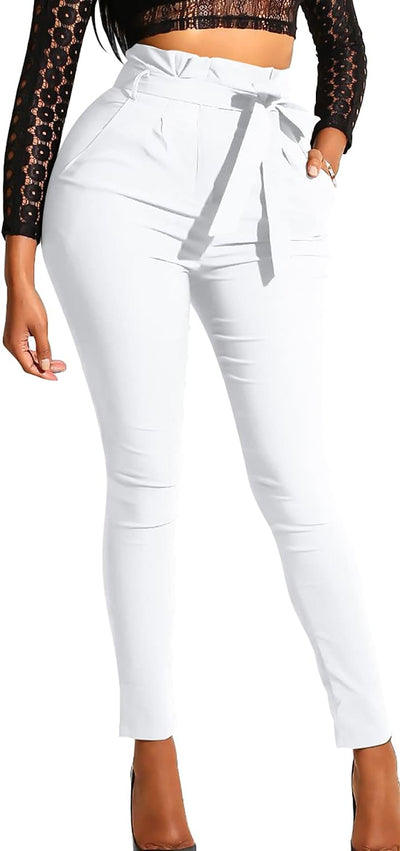 High-Waist Tie Knot Skinny Pants with Pockets