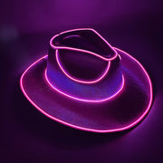 Halloween LED Glow Cowboy Hat Adult wireless version - pink One Size Others