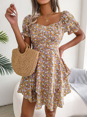 Floral High-Waist Swing Dress - Modiniva LLC