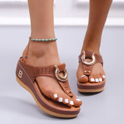 Comfort and Style with Orthopedic Low-Wedge Sandals Brown