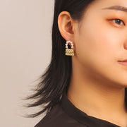 Pearl bag electroplated earrings - Modiniva LLC