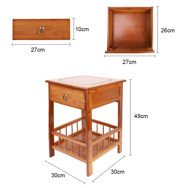 Eco-Friendly Bamboo Bedside Table with Drawer