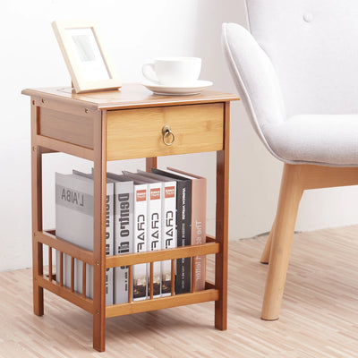 Eco-Friendly Bamboo Bedside Table with Drawer