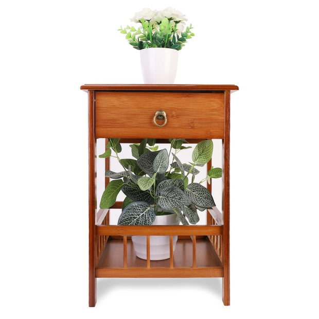 Eco-Friendly Bamboo Bedside Table with Drawer