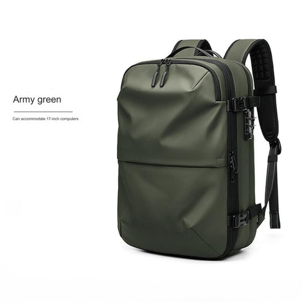 Men's Multifunctional Waterproof Business Travel Backpack Military Green 19 inches Bags & Shoes