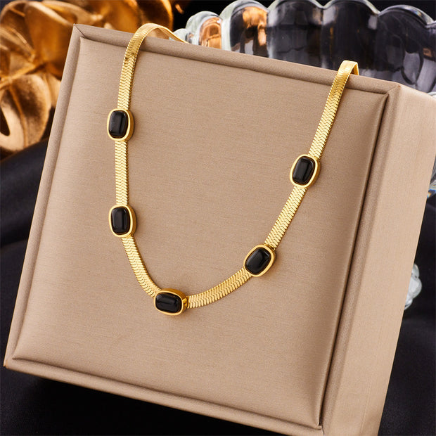 Golden Chain Snake with Black Stones - Modiniva LLC