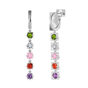 Sterling Silver Colorful Zircon Tassel Earrings - Modiniva LLC