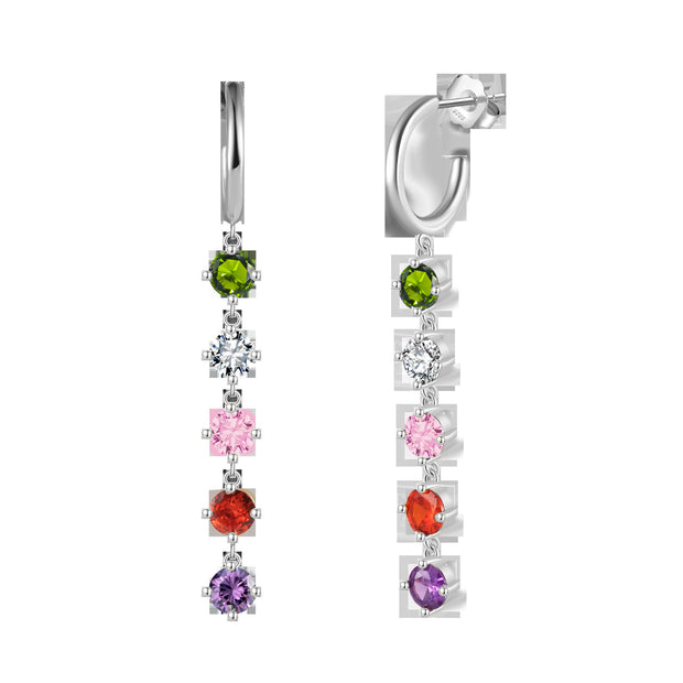 Sterling Silver Colorful Zircon Tassel Earrings Platinum 633G Bags & Shoes