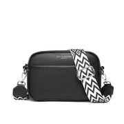 Rhombus Embroidered Wide Strap Bag Black Bags & Shoes