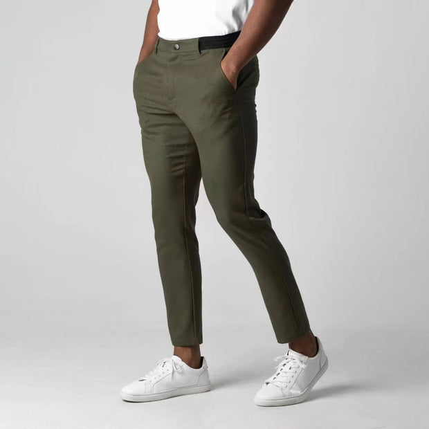 Cotton Casual Pants for Men Olive Green Men's Clothing