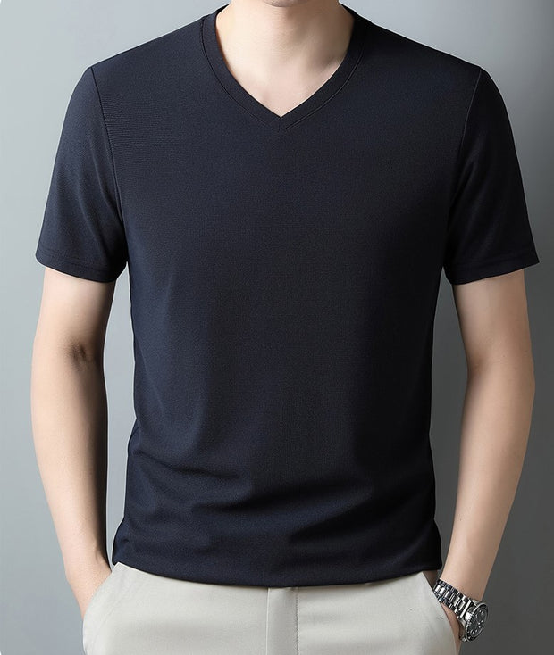 Men's Modern V-Neck Tee Black Men's Clothing