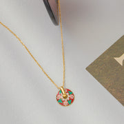 Bohemian Multi-colored Printed Pendant, Chain & Earrings - Modiniva LLC