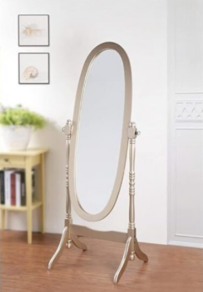 Swivel Adjustable Full-Length Oval Wood Cheval Floor Mirror