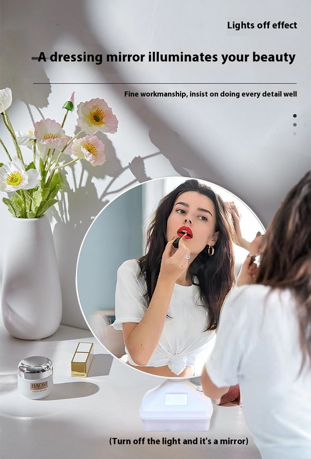 Magic Vanity LED Mirror with Creative Light Painting, USB and battery-powered, perfect for makeup, travel, and home decor.