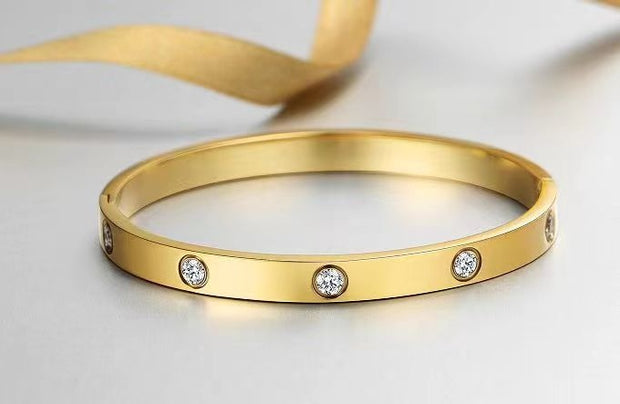 Gold Plated Friendship Love Bangle Bracelet - Modiniva LLC