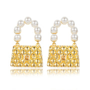 Pearl bag electroplated earrings - Modiniva LLC