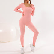 European and American new all-in-one long-sleeved quick-drying sports seamless yoga jumpsuit tight fitness one-piece yoga suit for women