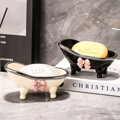 Stylish Luxury Ceramic Bow Drain Soap Box - Modiniva LLC