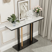 Stone Top Contemporary Console Table Easy Assembly White