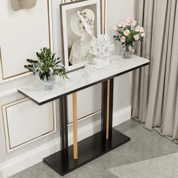 Stone Top Contemporary Console Table Easy Assembly - Modiniva LLC