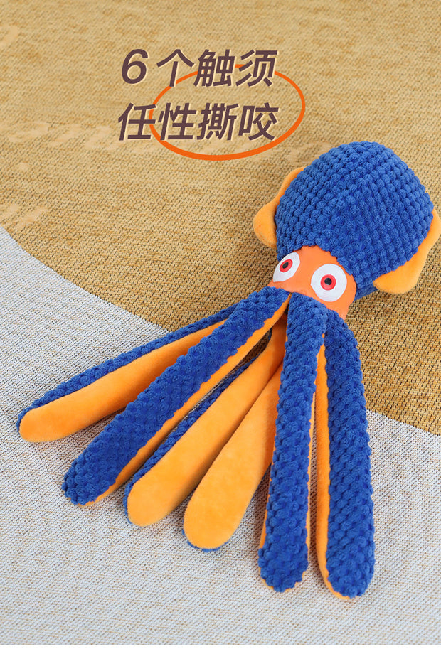 Cross-border popular pet dog plush toy, bite-resistant and sound-making plush octopus toy, dog chewing interactive toy - Modiniva LLC