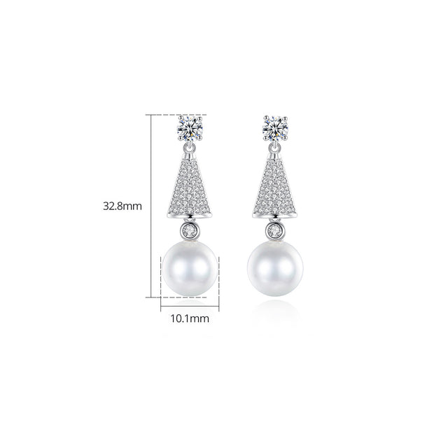 Chic Pearl Earrings with AAA Zircon Stones Jewelry & Watches