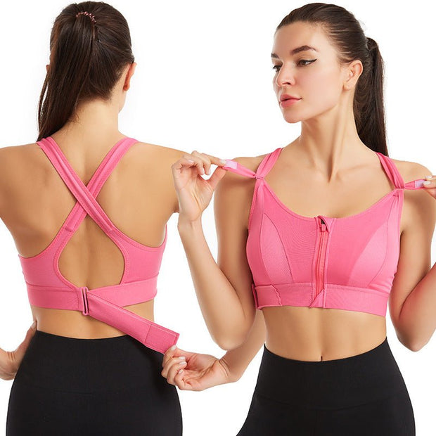 Adjustable Front Zipper Yoga Bra