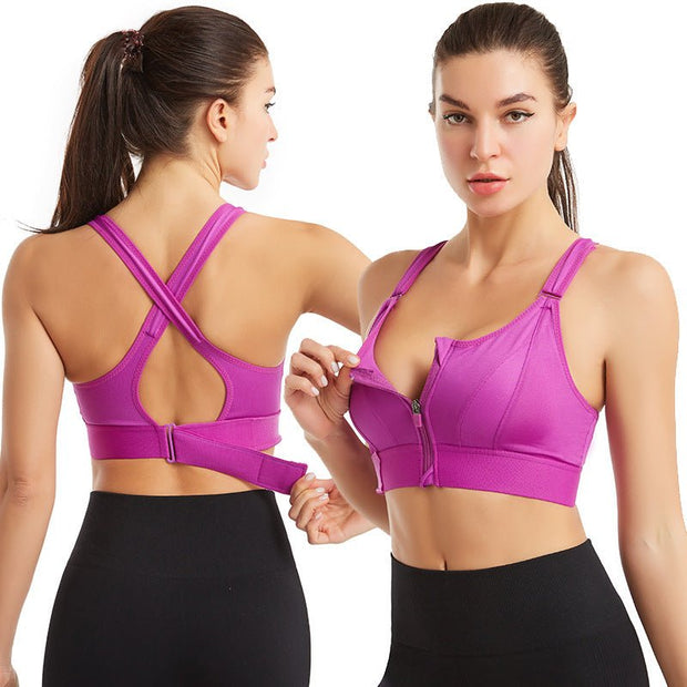 Adjustable Front Zipper Yoga Bra