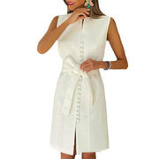 Three-dimensional Sleeveless Slim Fit Belted Dress Women's Clothing