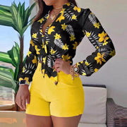 Standout Digital Print Long Sleeve Shirt Black suit Women's Clothing