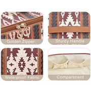 New Luxury Cube Cosmetic Bag Zipper Western Aztec Travel Makeup Bag Waterproof leather makeup pouch Large capacity