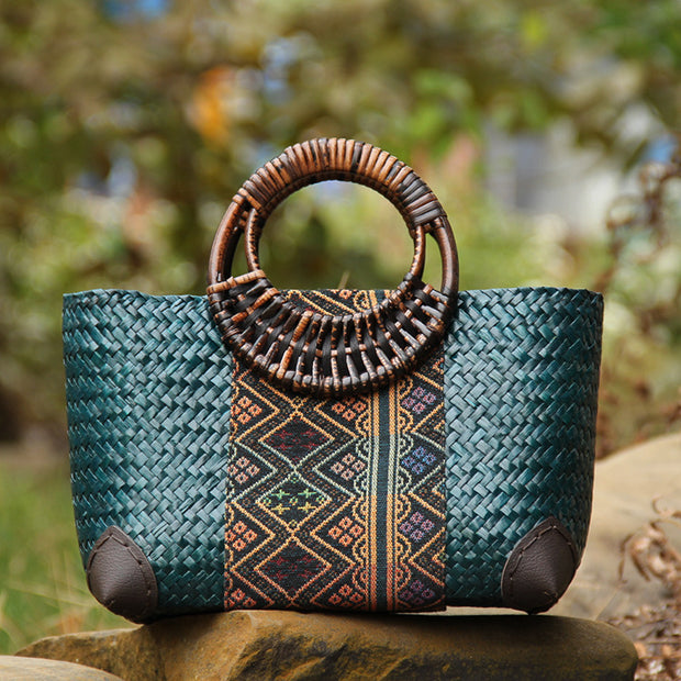 Straw Woven Women's Handmade Bag Green Bags & Shoes