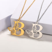 Butterfly Initial Pendant Necklace B Jewelry & Watches