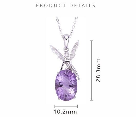 S925 Silver Inlaid Natural Amethyst Necklace