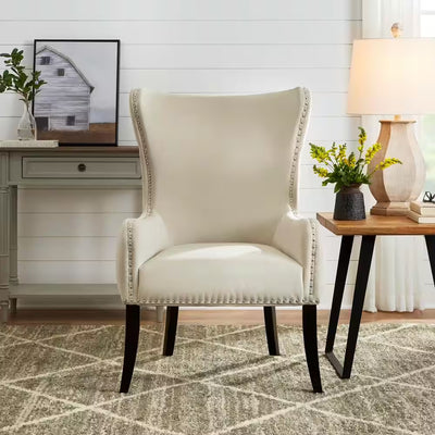 Maeford Biscuit Beige Upholstered Accent Chair - Modiniva LLC