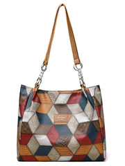 Vivid Retro Geometric Shoulder Bag brown Bags & Shoes