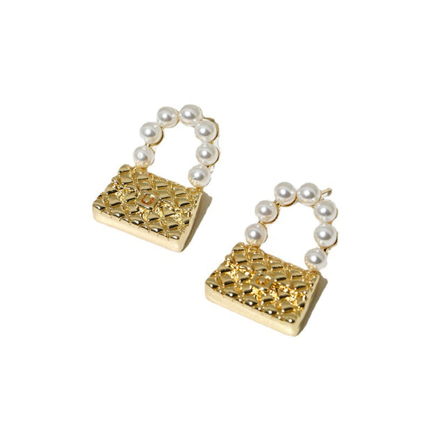 Pearl bag electroplated earrings - Modiniva LLC