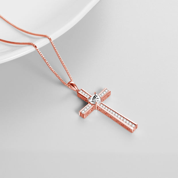 Rose Gold Plated Cross Necklace for Women