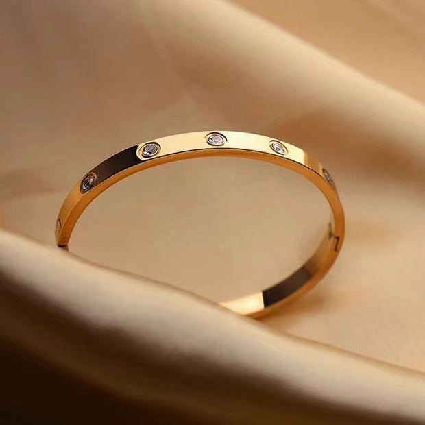 Gold Plated Friendship Love Bangle Bracelet - Modiniva LLC