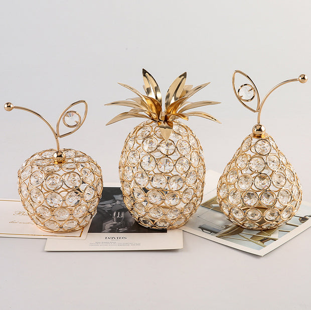 Creative Crystal Apple Ornaments Bling Rhinestone Pineapple Home, Pets, Appliance