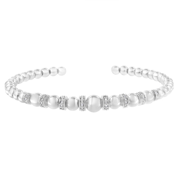 Elegance Diamond Bead Cuff Bracelet in Sterling Silver - Modiniva LLC