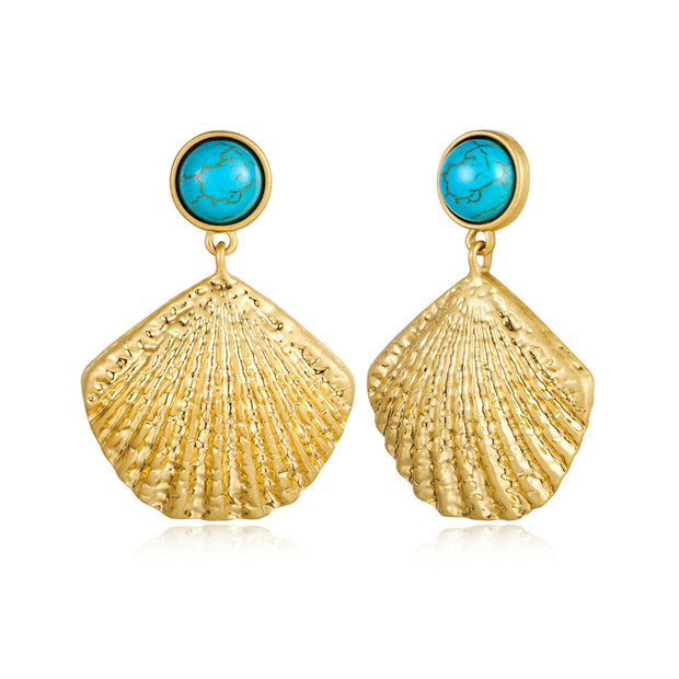 Seashell Echoes: Vintage Copper Earrings - Modiniva LLC