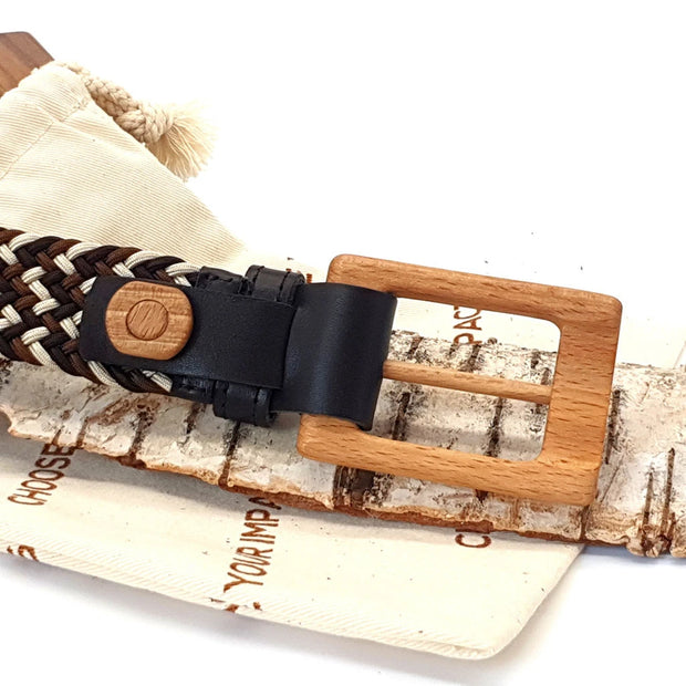 Luxury Women's Braided Cotton Wood Belt - Modiniva LLC