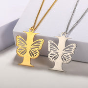 Butterfly Initial Pendant Necklace + Jewelry & Watches + Modiniva LLC