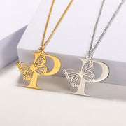 Butterfly Initial Pendant Necklace + Jewelry & Watches + Modiniva LLC