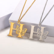 Butterfly Initial Pendant Necklace + Jewelry & Watches + Modiniva LLC